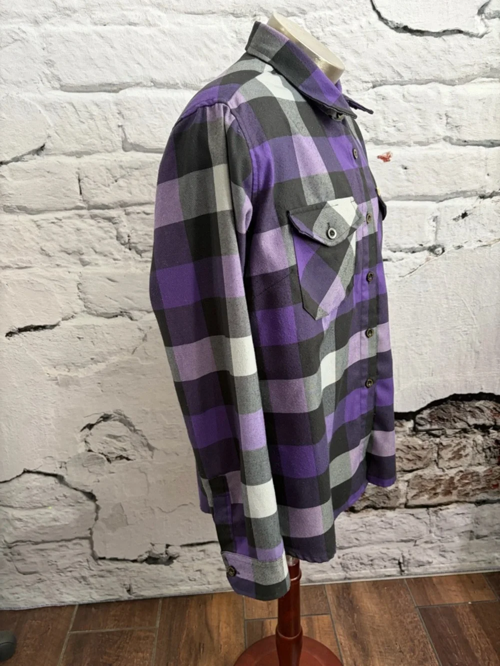 Dixxon Dynasty Purple Plaid Flannel Shirt‎ Rugged Outdoor Work Classic